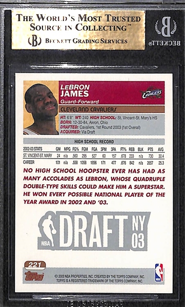 2003-04 Topps LeBron James Rookie Card #221 Graded BGS 9.5 Gem Mint