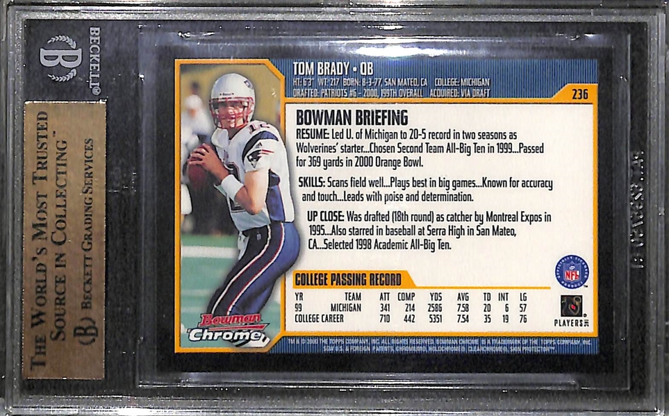 2000 Bowman Chrome Tom Brady Rookie Card #236 Graded BGS 9.5