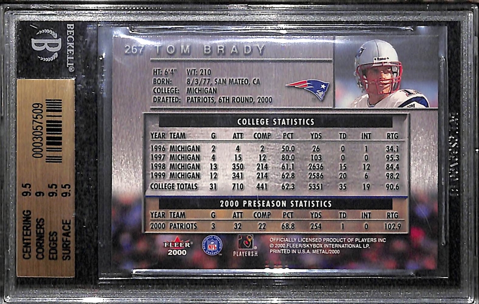 2000 Fleer Metal Tom Brady Rookie Card #267 Graded BGS 9.5 Gem Mint