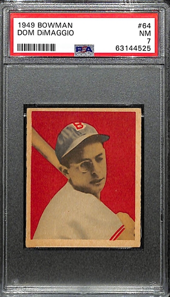 (3) High-Quality 1949 Bowman Cards - Phil Rizzuto PSA 8 (No Name on Front), Enos Slaughter PSA 8, Dom DiMaggio PSA 7