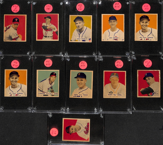 Lot of (21) 1949 Bowman Baseball Cards (Many High-Quality) w. Robin Roberts Rookie, Bob Feller, Lou Boudreau, Early Wynn, Luke Appling, +