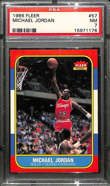 1986-87 Fleer Michael Jordan Rookie Card #57 Graded PSA 7 NM