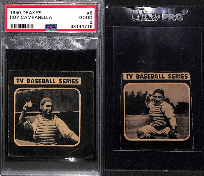 1950's Drake's Lot - Roy Campanella #6 (PSA 2), Yogi Berra (Hand Cut/Trimmed)