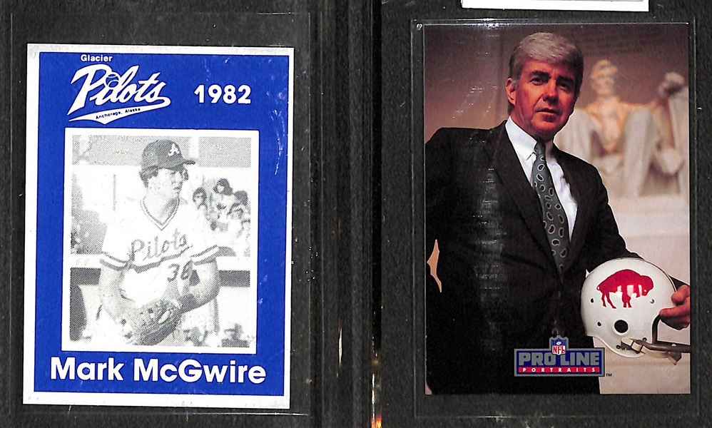 Autograph and Memorabilia Lot Featuring Joe Montana, Jerry Rice Dual Signed Card, and 1982 Glacier Pilots Mark McGwire 
