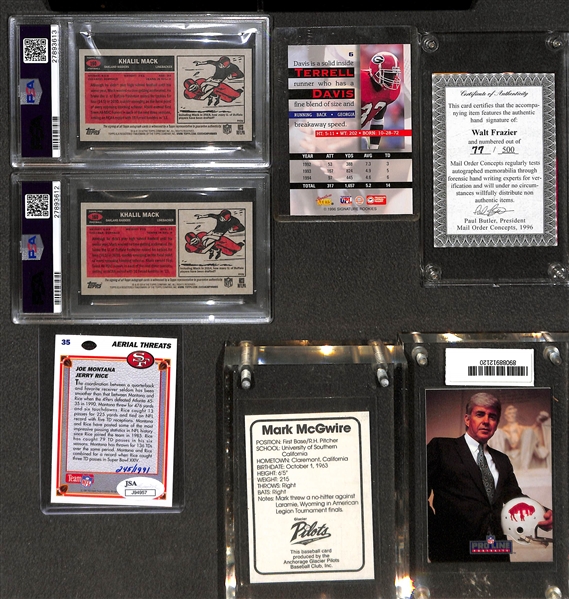 Autograph and Memorabilia Lot Featuring Joe Montana, Jerry Rice Dual Signed Card, and 1982 Glacier Pilots Mark McGwire 