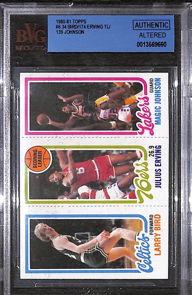 1980-81 Topps Larry Bird Magic Johnson Rookie Card - BVG Auth