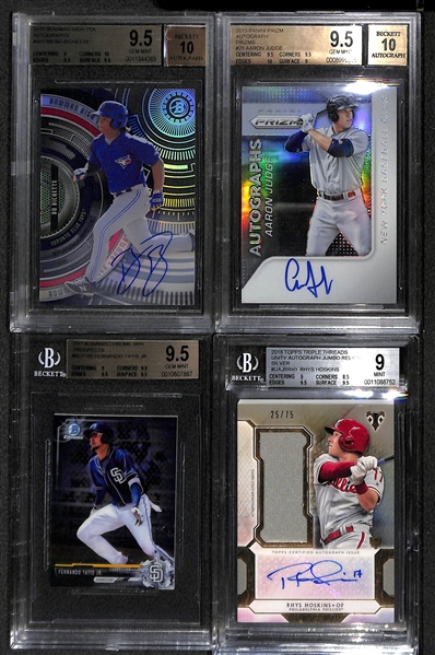 Lot of (11) Graded Baseball Prospects, Rookies, Stars and Autographs Feat. Aaron Judge, Bichette, Tatis, and More!