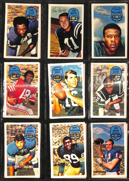 1970 Kellogg's Near Complete Football Set - 57 of 60 Cards - w. Johnny Unitas & OJ Simpson - & 1970 Topps Mini Super 33-Card Complete Set