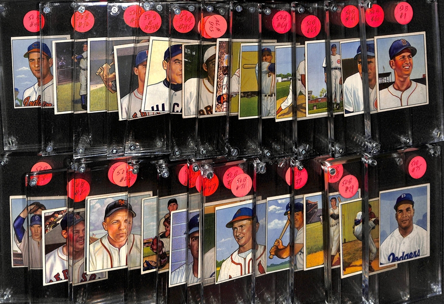 Lot of (24) 1950 Bowman Baseball Cards (Many VG-EX+) w. Campanella, Spahn, Thomson, L. Appling, Schoendienst, Roe, + 