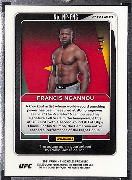 2021 Panini Chronicles Prizm UFC Francis Ngannou Gold Autograph #10/10 - Current Heavy Weight Champ!