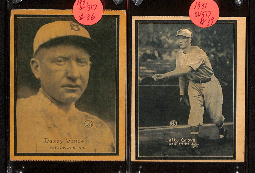 Lot of (10) 1931 W517 Baseball Cards w. Melvin Ott, Roger Hornsby, Lefty Grove, and Others