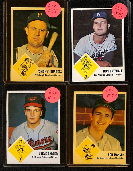 Lot of (25+) 1963 Fleer Baseball w. Roberto Clemente, (2) Bob Gibson, Carl Yastrzemski and Others
