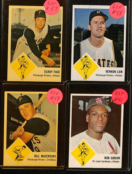 Lot of (25+) 1963 Fleer Baseball w. Roberto Clemente, (2) Bob Gibson, Carl Yastrzemski and Others