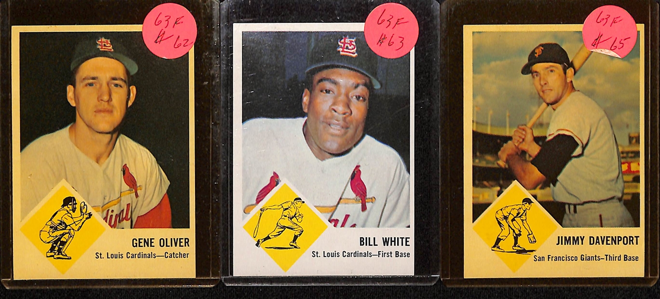 Lot of (25+) 1963 Fleer Baseball w. Roberto Clemente, (2) Bob Gibson, Carl Yastrzemski and Others
