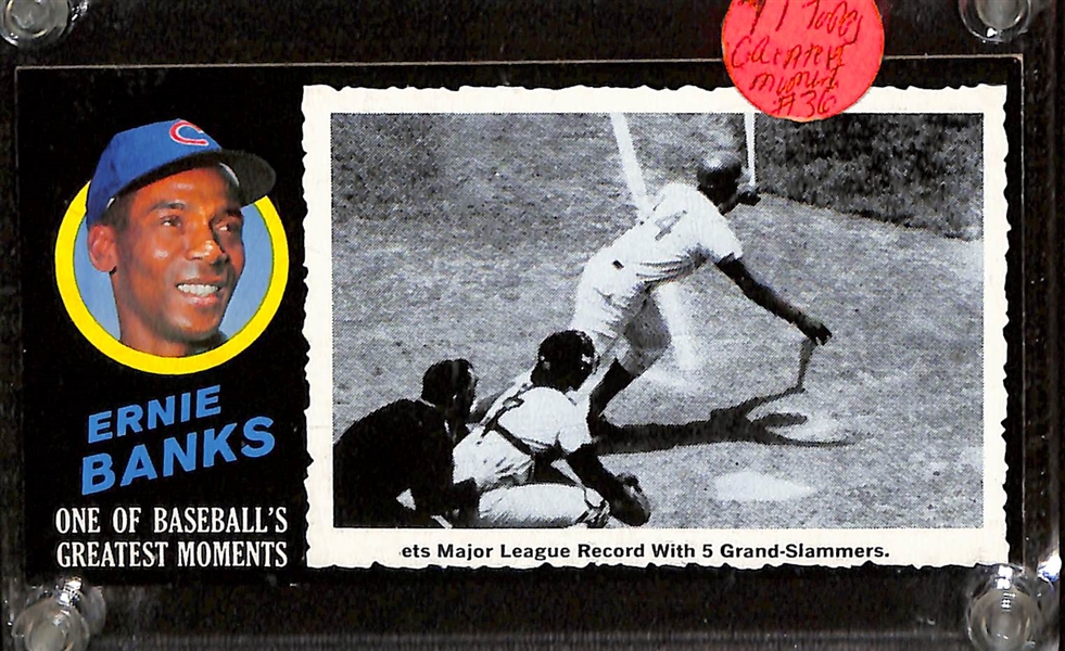 Lot of (4) 1971 Topps Greatest Moments w. Ernie Banks, Luis Aparicio, Thurman Munson, and Tony Perez