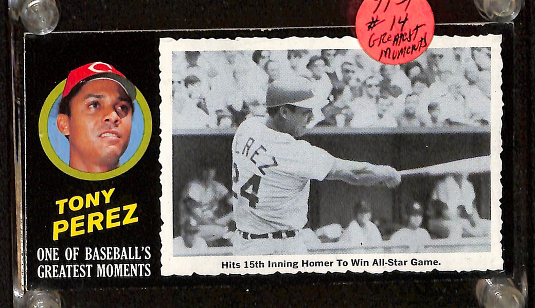 Lot of (4) 1971 Topps Greatest Moments w. Ernie Banks, Luis Aparicio, Thurman Munson, and Tony Perez