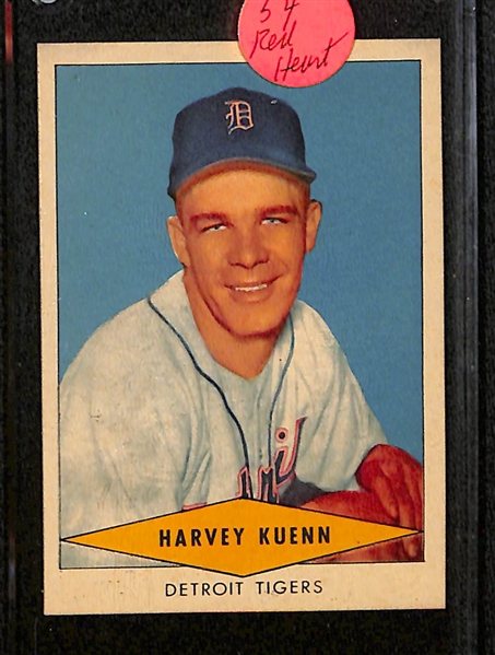(6) 1954 Red Heart Cards w. Spahn, N. Fox, Schoendienst, Kiner, Kuehn, Lemon