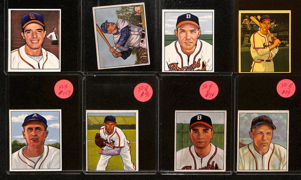 (30) 1950 Bowman Baseball Cards w. Bob Feller & Charlie Keller
