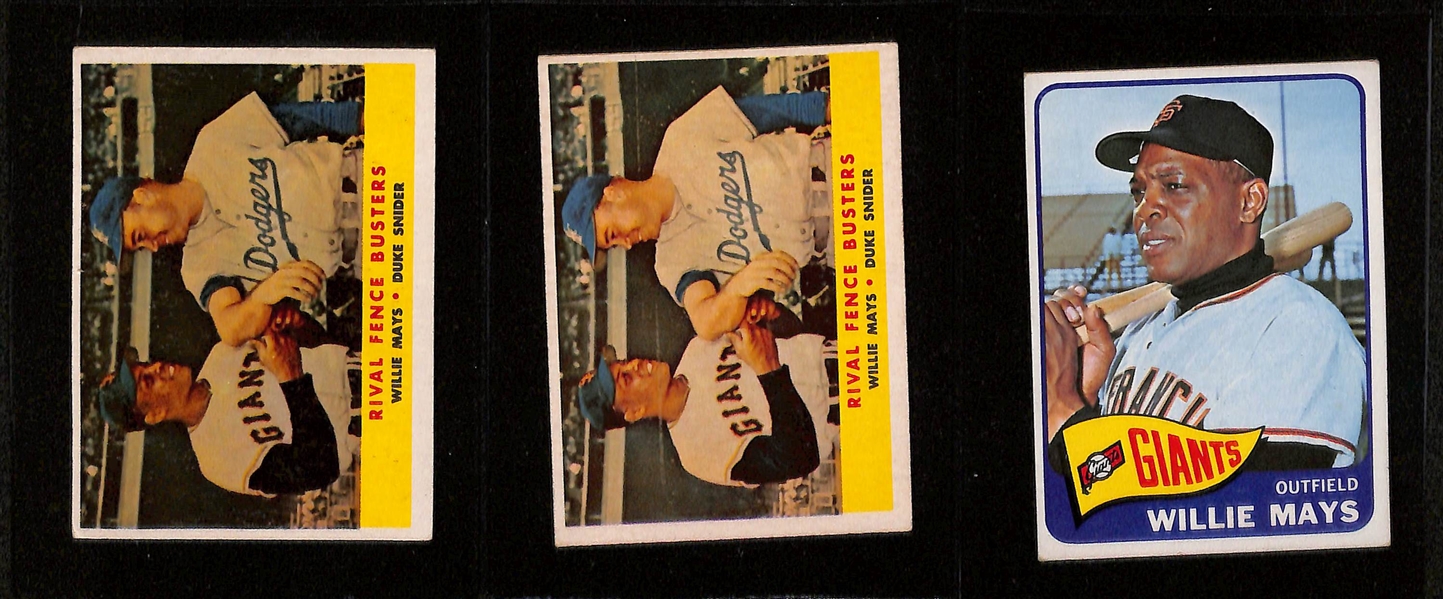 (7) Vintage Willie Mays Baseball Cards (Mostly PR-VG Condition)