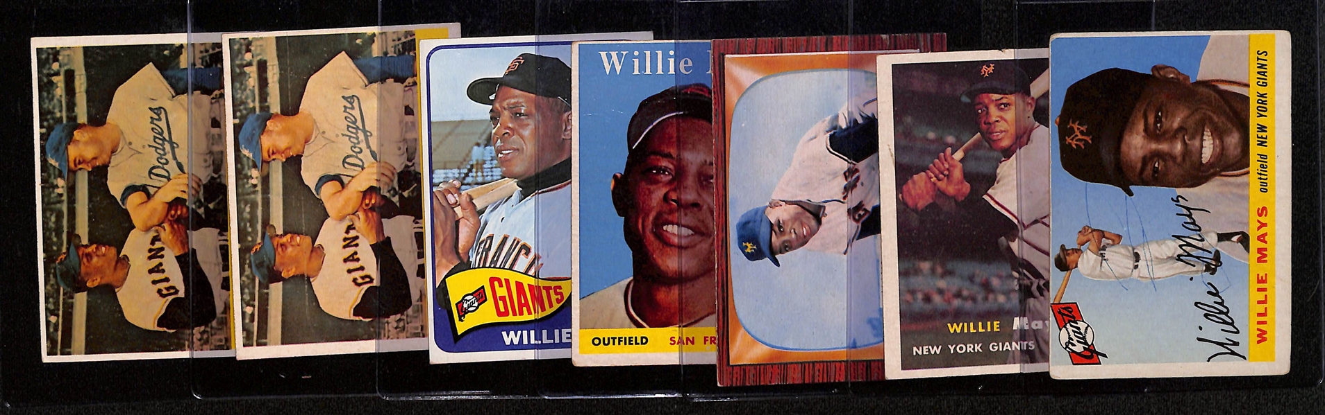 (7) Vintage Willie Mays Baseball Cards (Mostly PR-VG Condition)