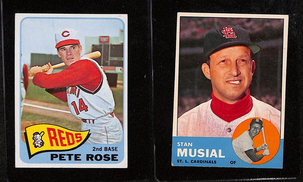 Lot of (10) 1960s Topps Baseball Mostly Hall of Famers w. Hank Aaron, Roberto Clemente, Roger Maris, Sandy Koufax and Others