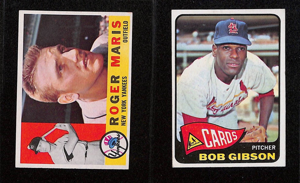 Lot of (10) 1960s Topps Baseball Mostly Hall of Famers w. Hank Aaron, Roberto Clemente, Roger Maris, Sandy Koufax and Others