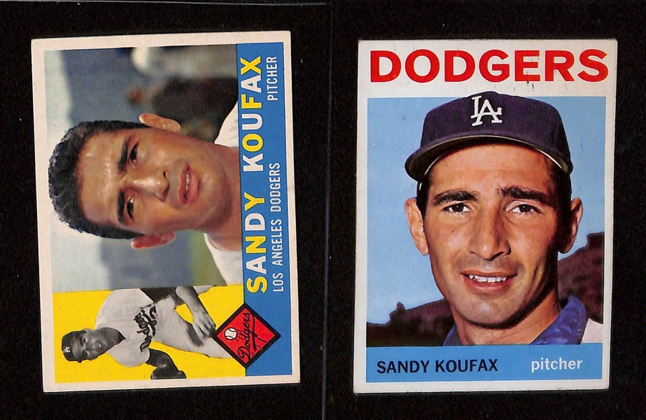 Lot of (10) 1960s Topps Baseball Mostly Hall of Famers w. Hank Aaron, Roberto Clemente, Roger Maris, Sandy Koufax and Others