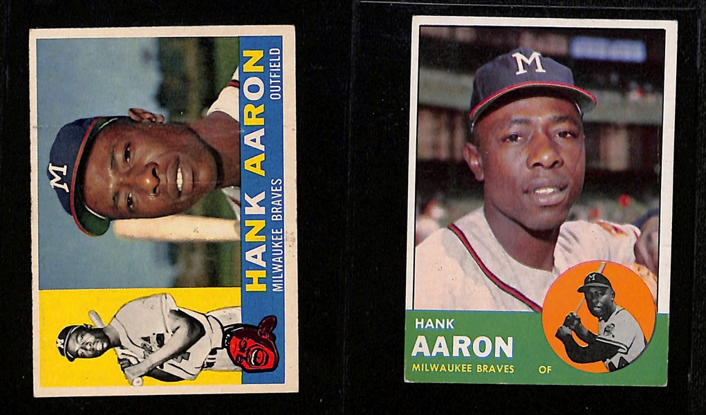 Lot of (10) 1960s Topps Baseball Mostly Hall of Famers w. Hank Aaron, Roberto Clemente, Roger Maris, Sandy Koufax and Others