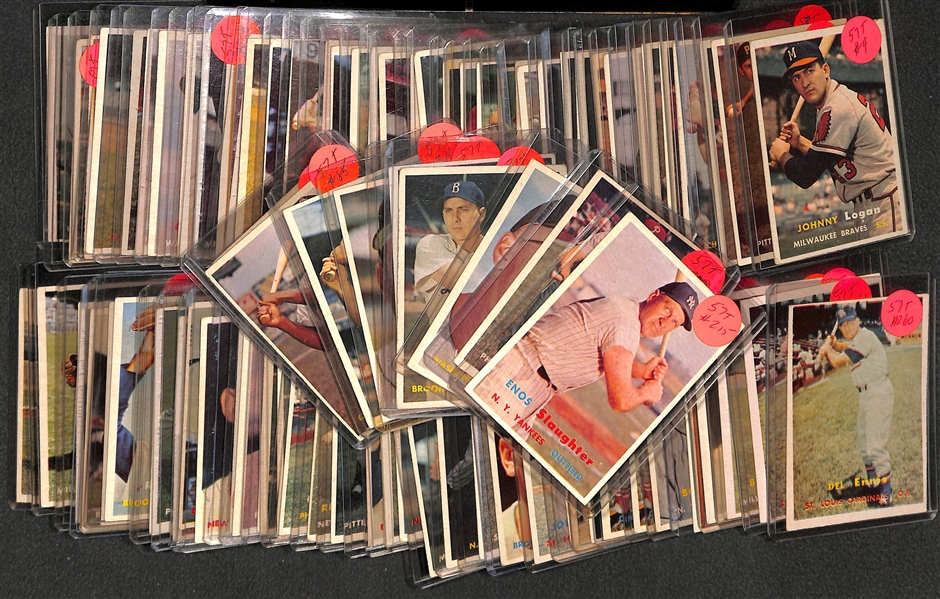 Lot of (80) 1957 Topps Baseball w. Enos Slaughter