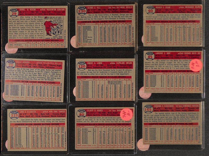 Lot of (80) 1957 Topps Baseball w. Enos Slaughter