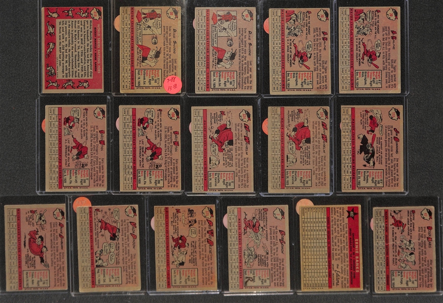 Lot of (60) 1958 Topps Baseball w. WS Batting Foes Mantle/Aaron