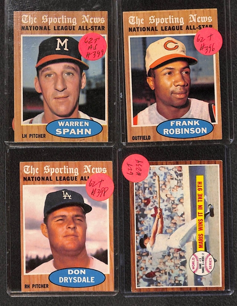 Lot of (55) 1961, (50) 1962 and (55) 1963 Topps Baseball w. 1961 Duke Snider