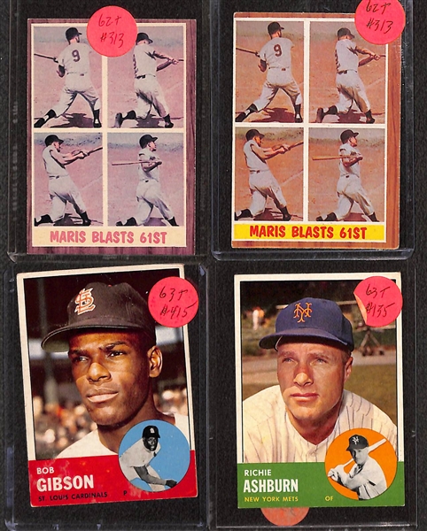 Lot of (55) 1961, (50) 1962 and (55) 1963 Topps Baseball w. 1961 Duke Snider