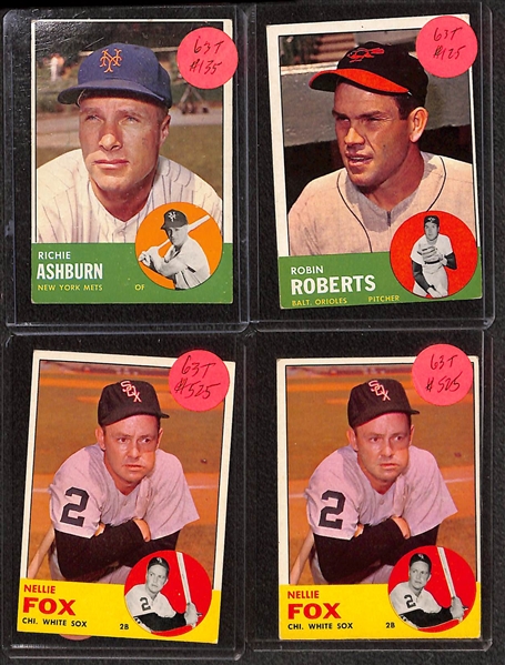 Lot of (55) 1961, (50) 1962 and (55) 1963 Topps Baseball w. 1961 Duke Snider