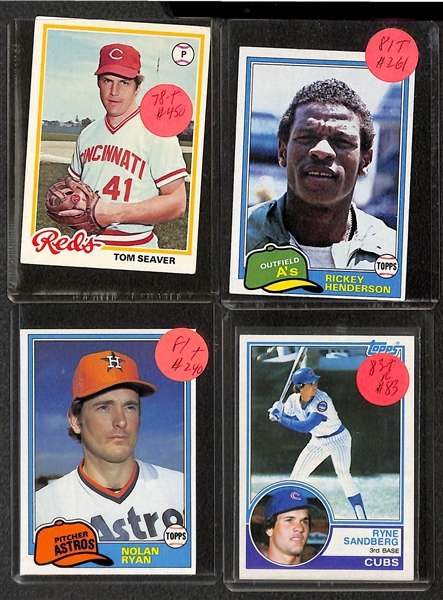 Lot of (500+) 1975-85 Topps Baseball w. 1977 & 1978 Nolan Ryan