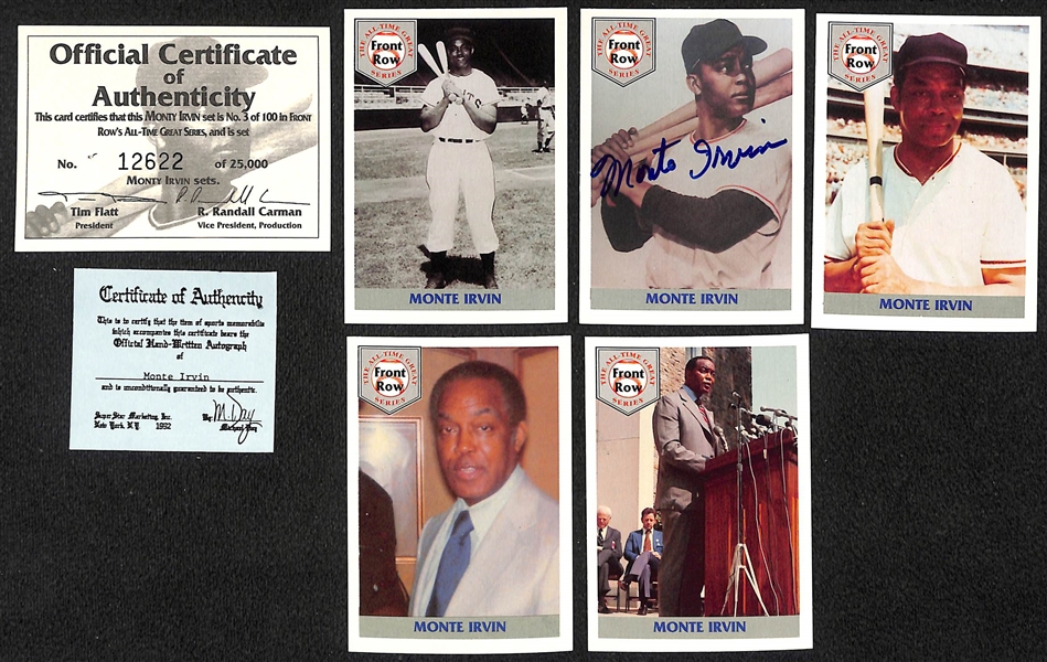 Lot of 1933 Goudey Sports King Wax Pack Wrapper, (41) 1955 & 1956 Topps Assorted Baseball Cards & 2 Front Row Baseball Sets w. Signed Willie Stargell & Monte Irvin Cards