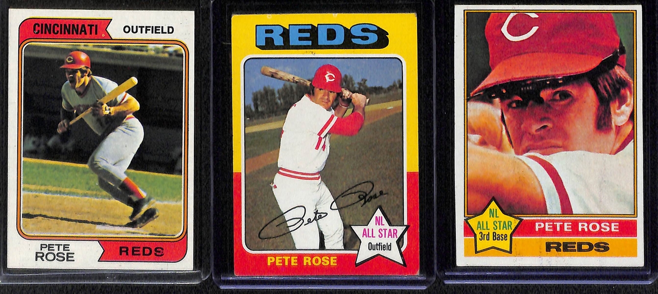 Lot of 12 Pete Rose Cards Inc. 1966T, 1969 Deckle Edge, 1969 AS, 1970T, 2 1970 AS, +
