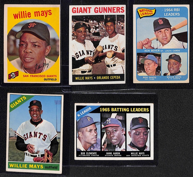  Lot of (5) Topps Willie Mays Cards from 1959-1966