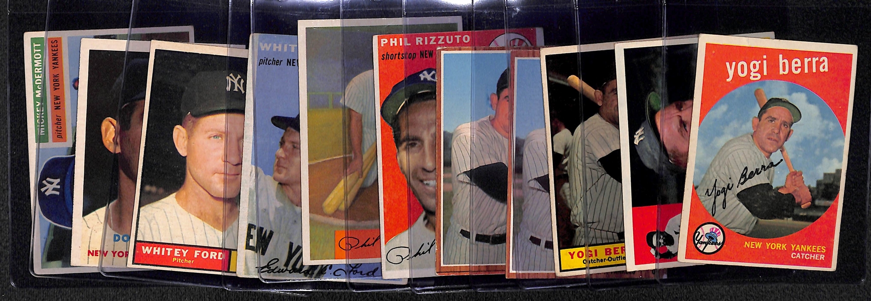  Lot of (11) Primarily Topps New York Yankee Cards from 1954-1962 w. (5) Yogi Berra Cards