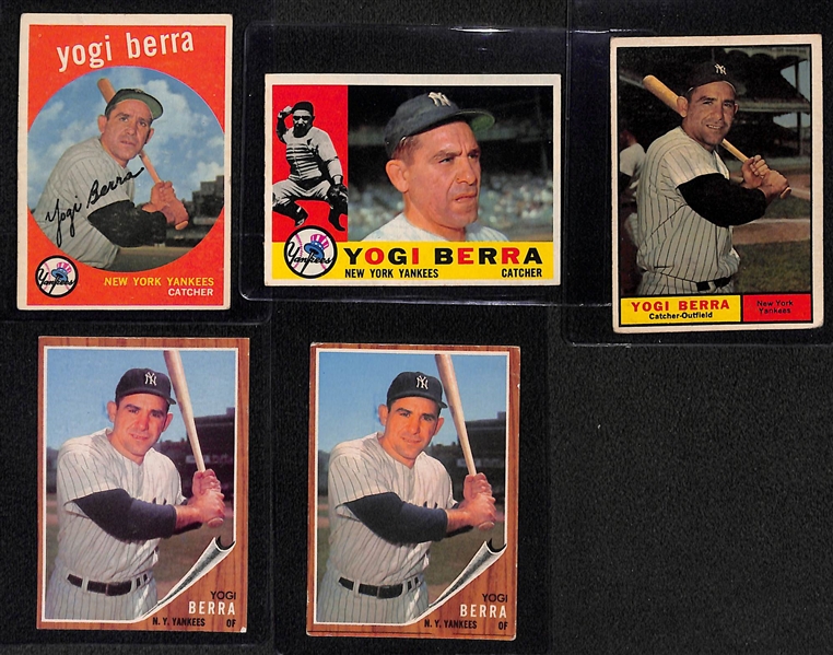  Lot of (11) Primarily Topps New York Yankee Cards from 1954-1962 w. (5) Yogi Berra Cards