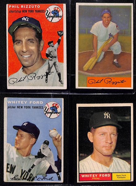  Lot of (11) Primarily Topps New York Yankee Cards from 1954-1962 w. (5) Yogi Berra Cards