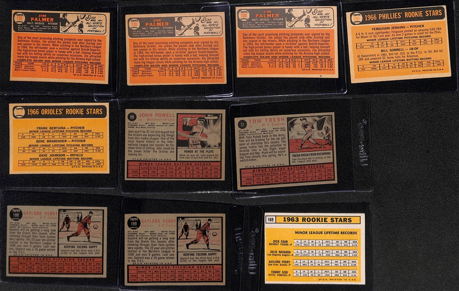 Lot of (10) 1962-1966 Rookie Cards w. (3) 1966 Jim Palmer Rookie Cards