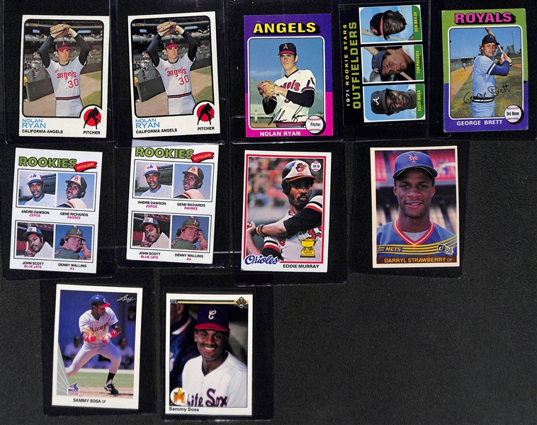 Lot of (17) Star & Rookie Cards from 1971-1990 w. (2) 1973 Topps Nolan Ryan Cards