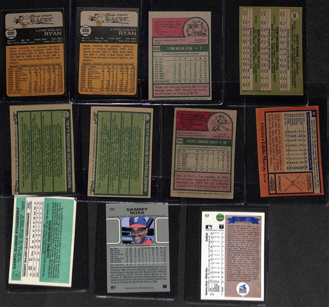 Lot of (17) Star & Rookie Cards from 1971-1990 w. (2) 1973 Topps Nolan Ryan Cards