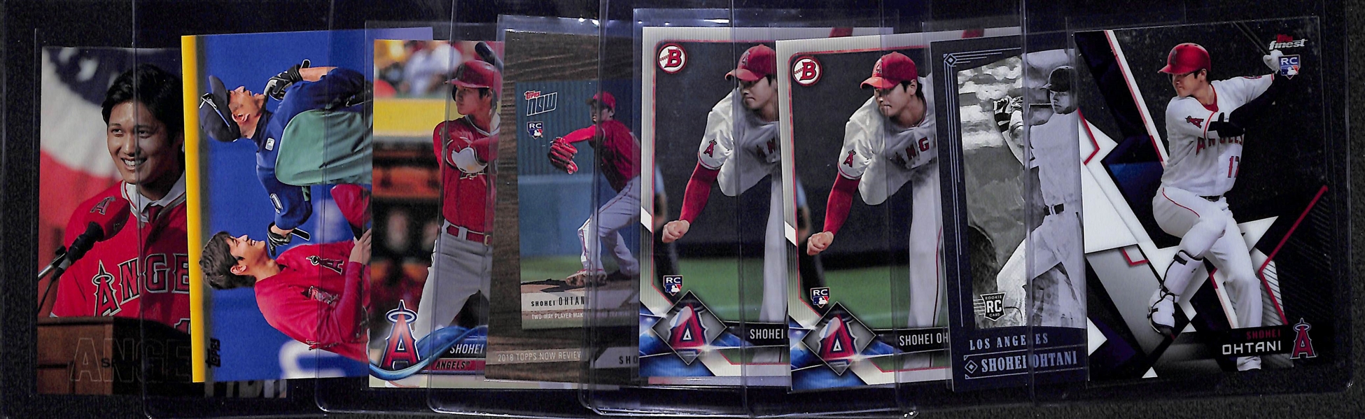 Lot of (9) 2018 Shohei Ohtani Rookie Cards w. Topps Finest #100