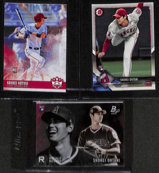 Lot of (9) 2018 Shohei Ohtani Rookie Cards w. Donruss Optic Prizm Rated Rookie #56
