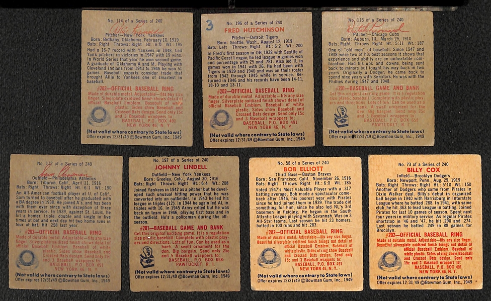  Lot of (100+) 1949 Bowman Baseball Cards w. Allie Reynolds