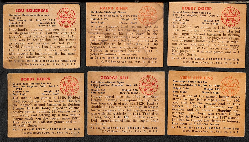  Lot of (120+) 1950 Bowman Baseball Cards w. Lou Boudreau