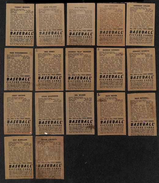  Lot of (150+) 1952 Bowman Baseball Cards w. Casey Stengel