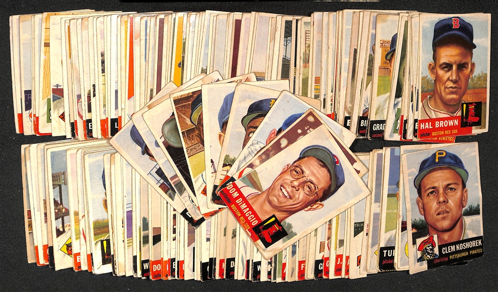 Lot of (200) 1953 Topps Baseball Cards w. Dom DiMaggio